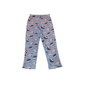 Simple Pleasures M Sky Blue Christmas Cat Fuzzy Lounge Pants